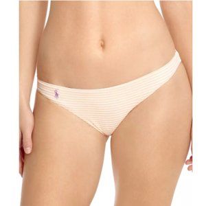 Polo Ralph Lauren Orange Striped Seersucker Devin Bikini Bottom XL